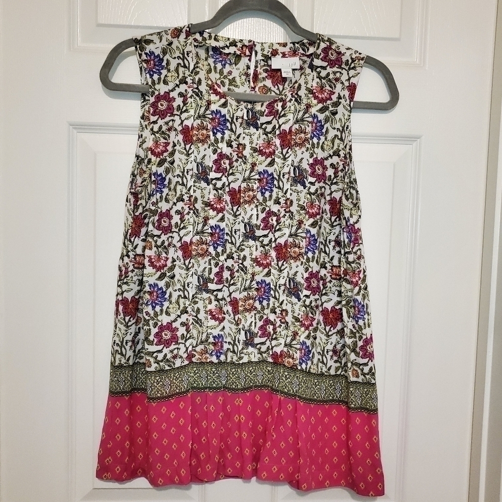 J. Jill Womens Micro Floral Print Lightweight Top Sz XS